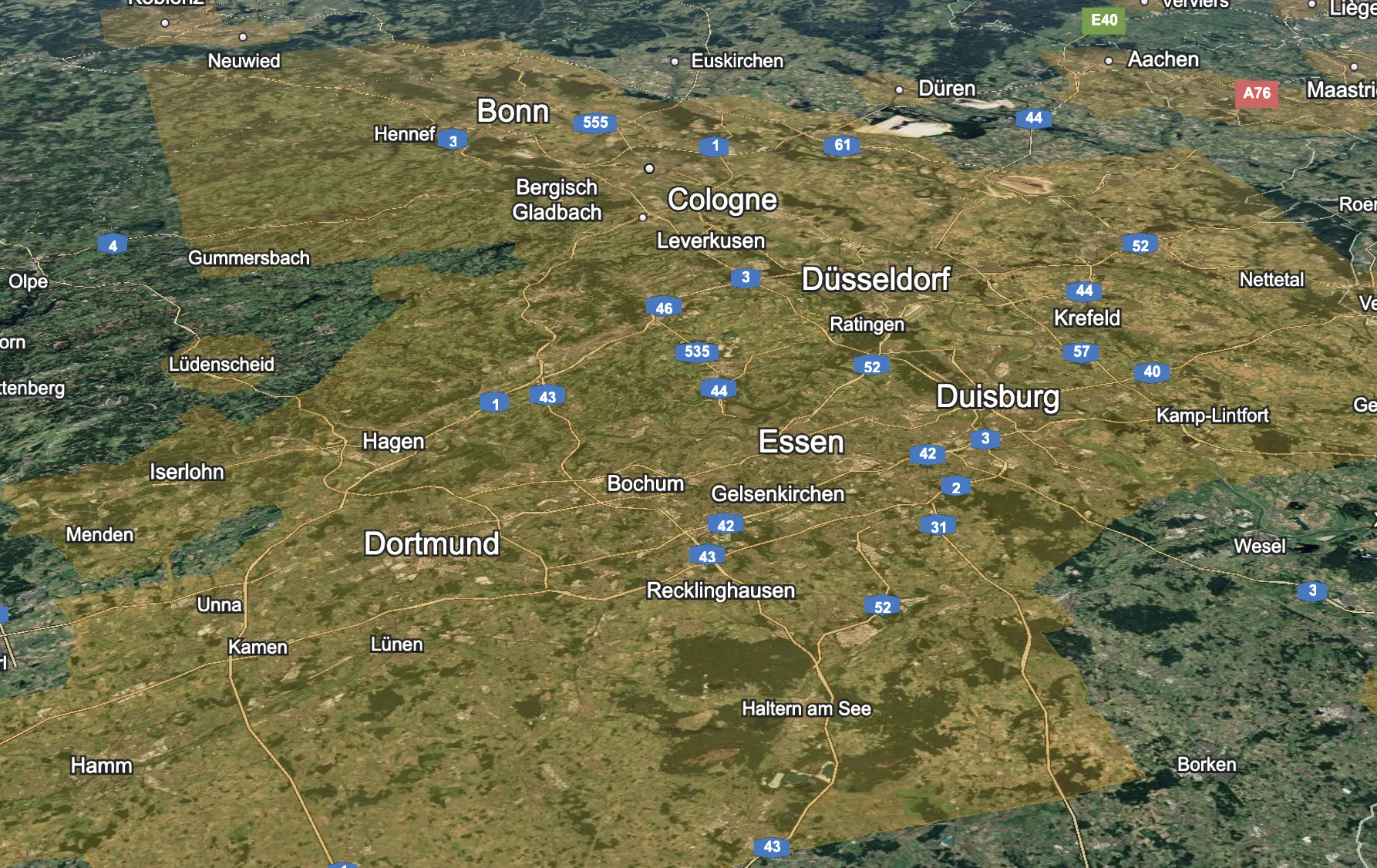 Rewaiss Servicegebiet in Nordrhein-Westfalen auf Google Earth